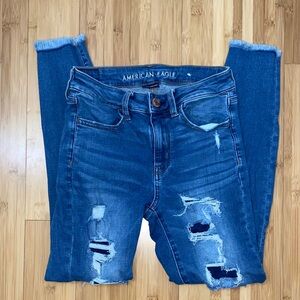 American Eagle Outfitters Women's Ripped Blue Skinny Jeans